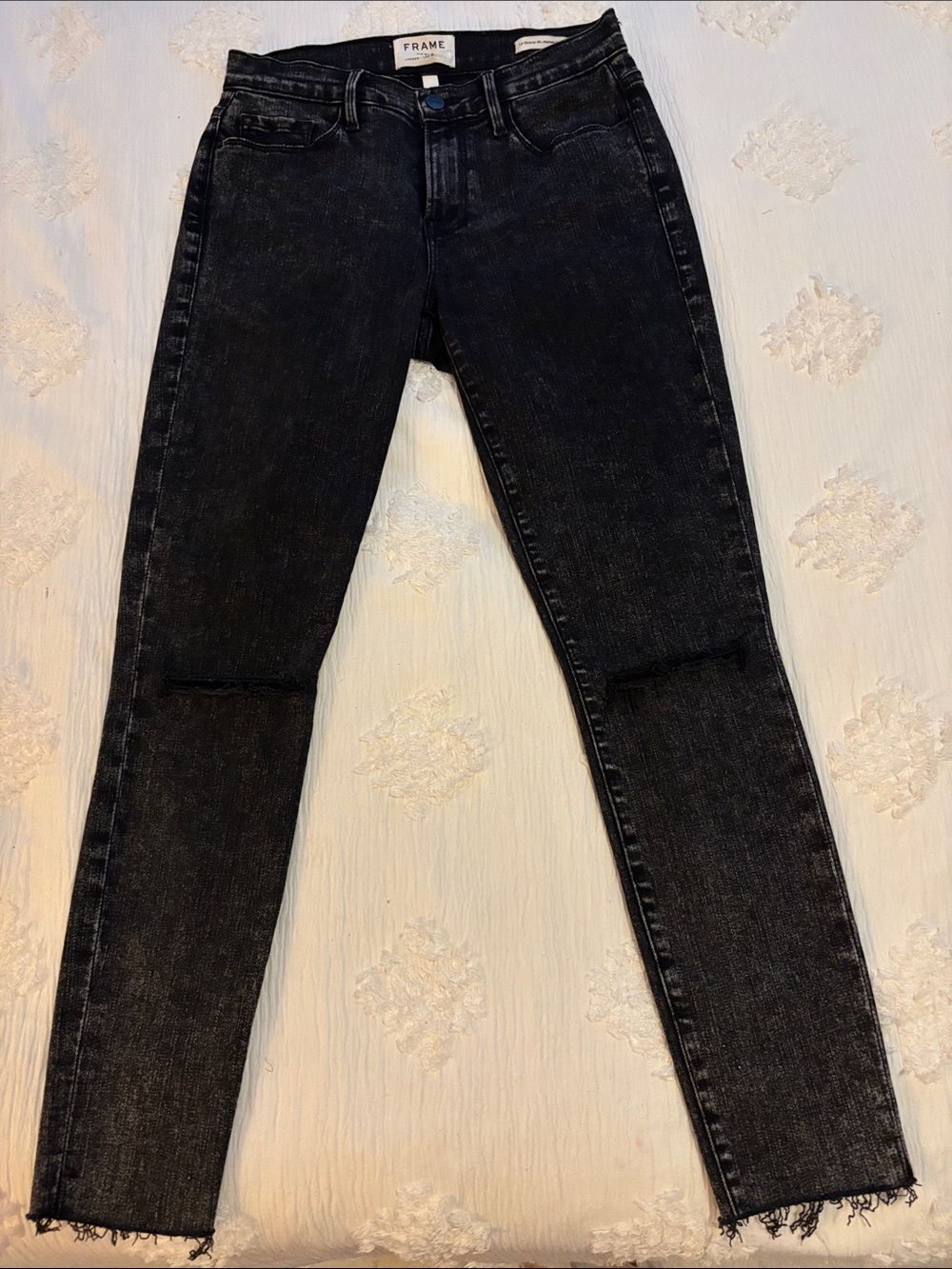 Frame Denim Washed Black Skinny Jeans